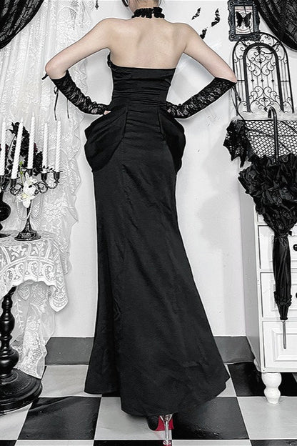 Lace Cross Mermaid Maxi Dress