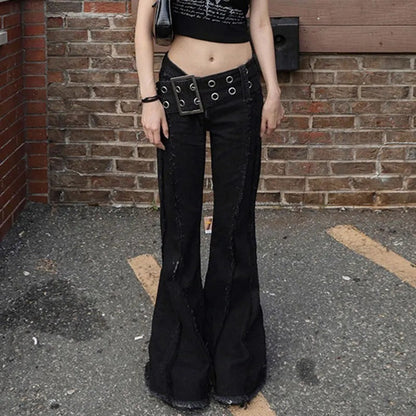 Studded Waistband Black Pants