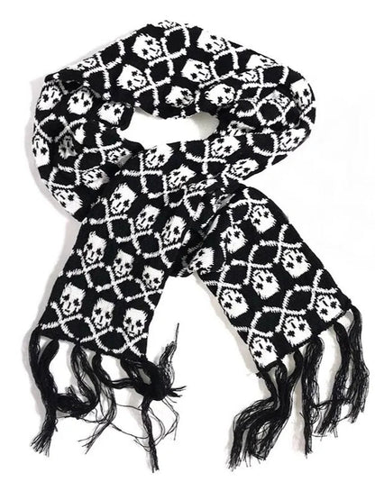Punk Y2K Skull Thick Knit Scarf