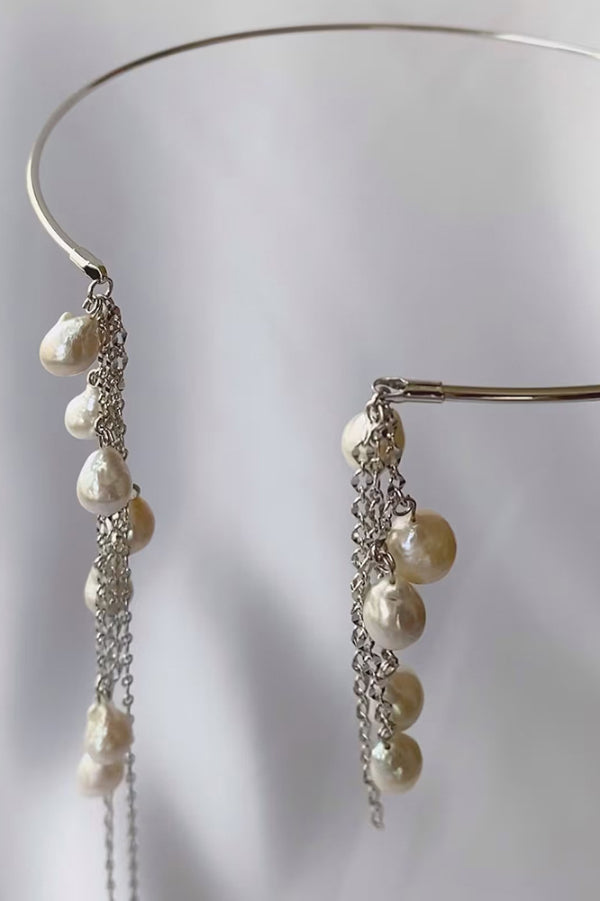 Elegant Pearl Tassel Minimalist Metal Necklace