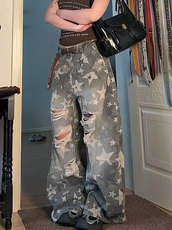 American Vintage Washed Stars Ripped Jeans