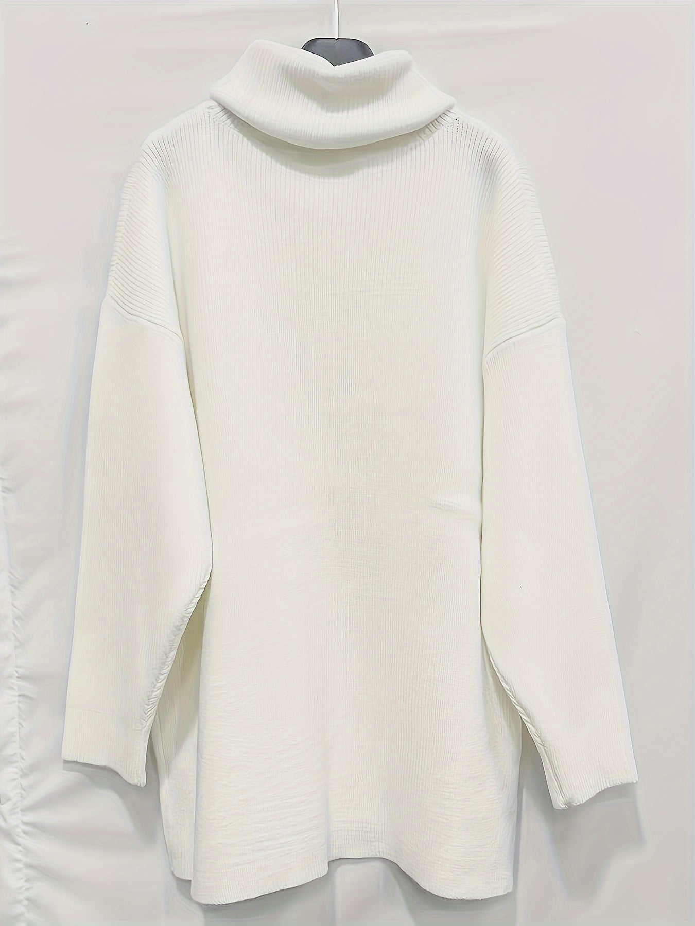 Jersey de punto de cuello alto extragrande para mujer en color liso | Ideal para otoño/invierno
