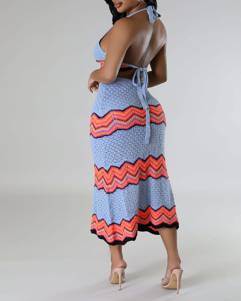 Knitted Stretch Casual Skirt Set