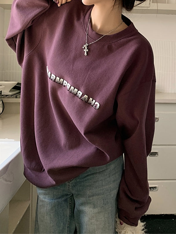 Simple Letter Print Loose Sweatshirt