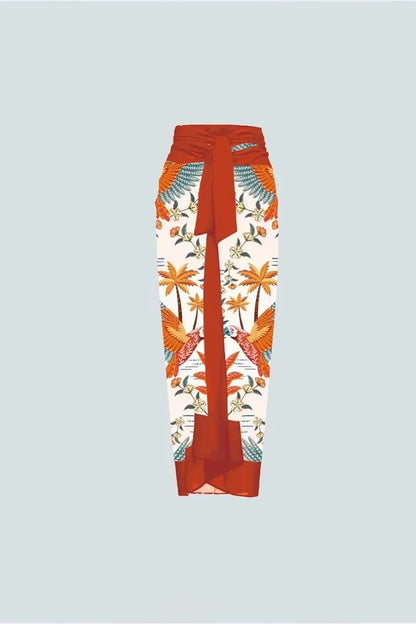 Traje de baño de una pieza con estampado floral y detalle de flores en 3D