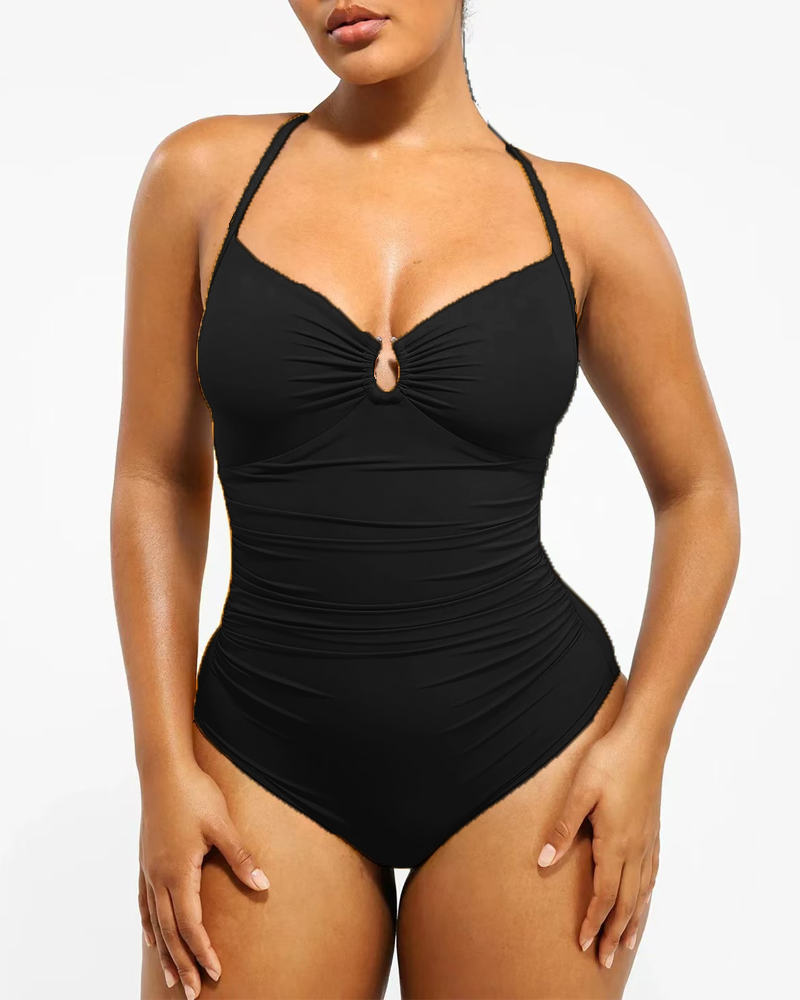 Slim Fit Pleated One-Piece Swimsuit