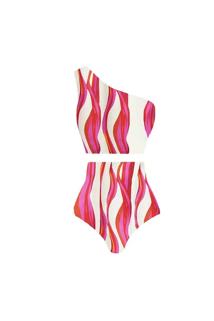 Traje de baño halter y bikini de un solo hombro