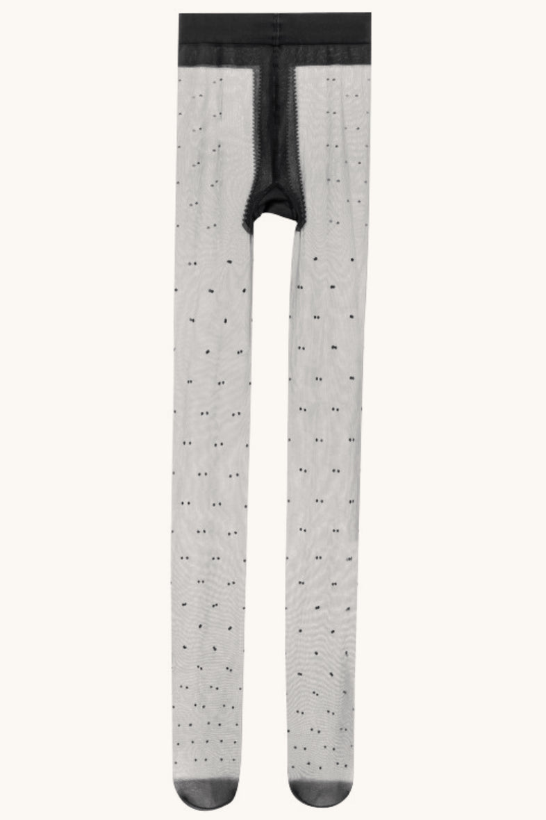 Snag Resist Sheer Black Polka Dot Tights