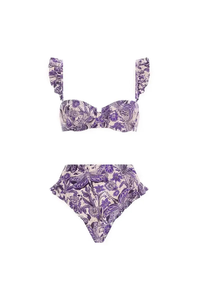 Conjunto de bikini con volantes de libélula