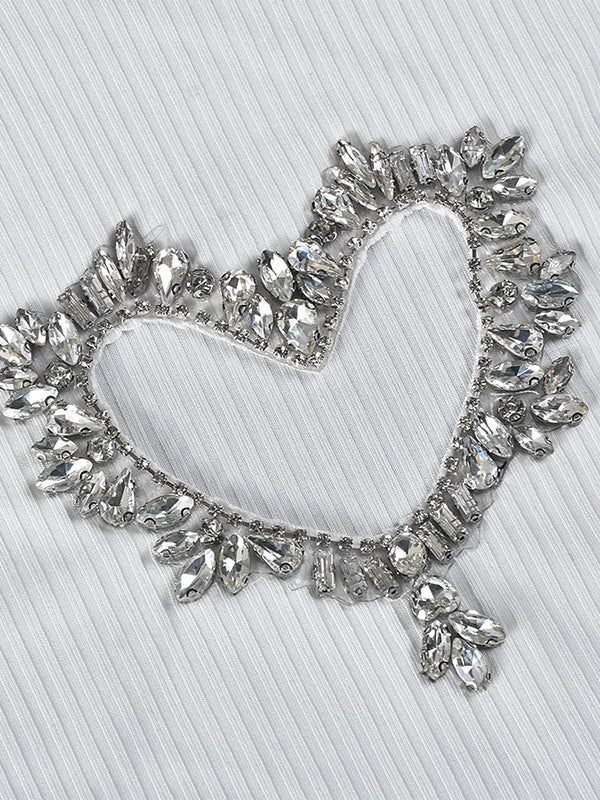Heart Shaped Rhinestone Cutout Tank Top