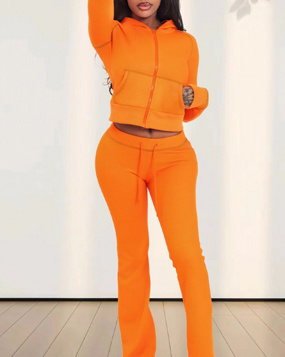 Casual Hooded Trousers Suit