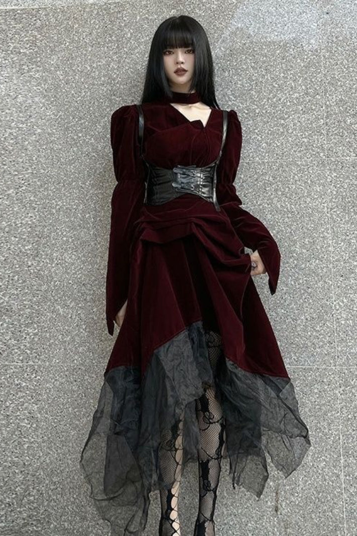 Black Mesh Gothic Maxi Dress
