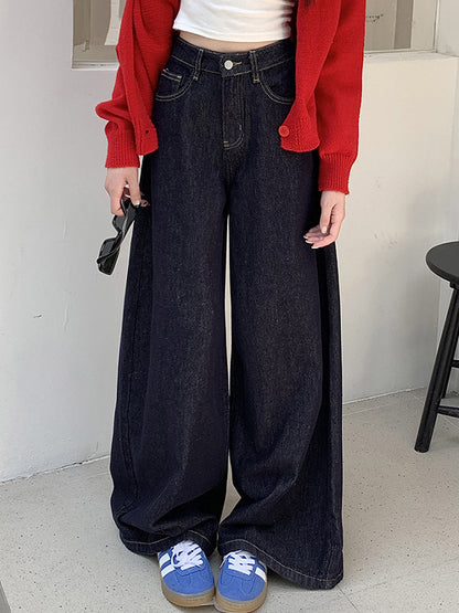 Retro Loose High Waist Straight Leg Boyfriend Jeans