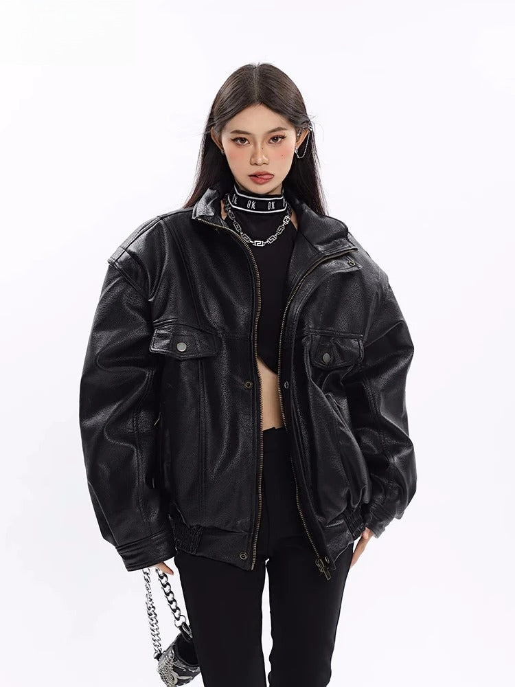 Windproof Thick PU Leather Jacket