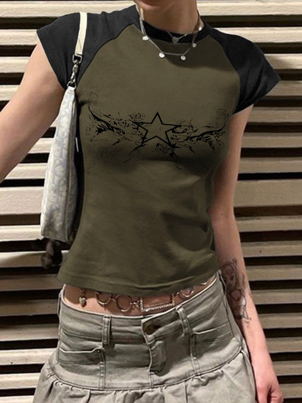 Street Spider Raglan Sleeve Cropped Top