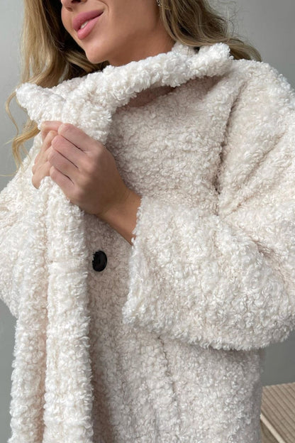 Elegant Office Lapel Plush Long Sleeve Coat