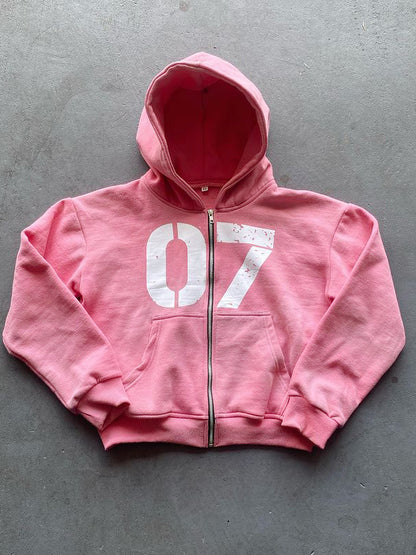 Lettering Oversized Long Sleeve Hoodie
