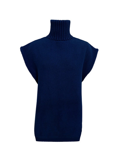 Solid High Neck Loose Sweater Vest