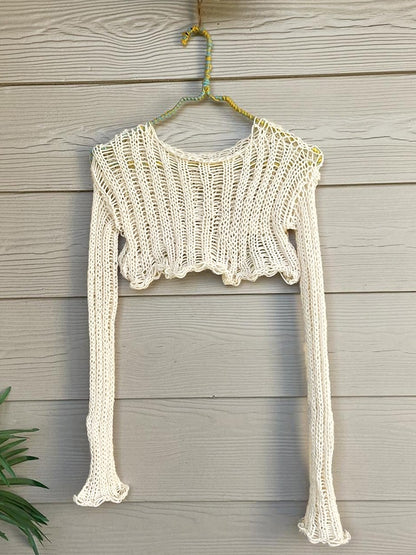 Short Cutout Crop Smock Crochet Top