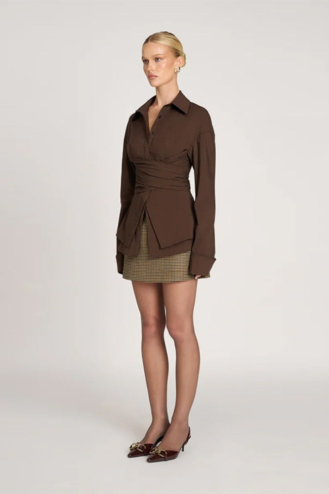 Waist Defining Tie Slim Fit Blouse