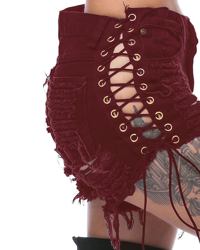 Ripped Denim Shorts