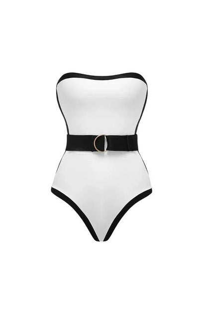 Traje de baño de lujo en blanco y negro con contraste