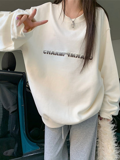 Simple Letter Print Loose Sweatshirt