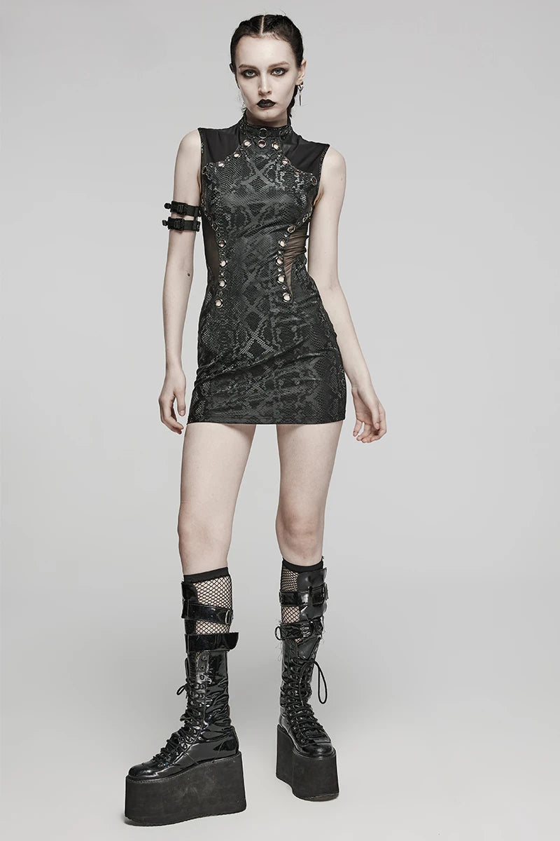 Women's Punk Snake-skin  Gothic Hollowed Out Dress