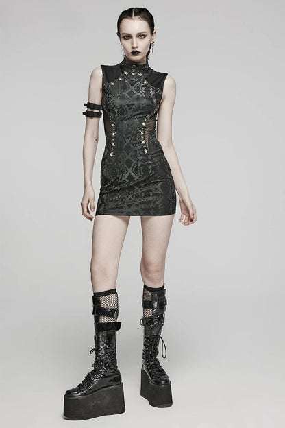 Women's Punk Snake-skin  Gothic Hollowed Out Dress