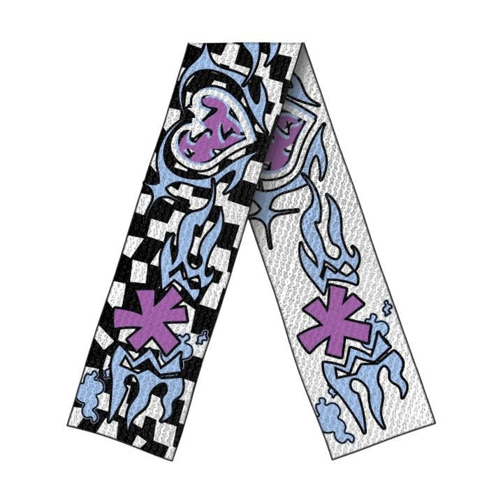 Dark Anime Stripe Reversible Jacquard Knit Warm Scarf
