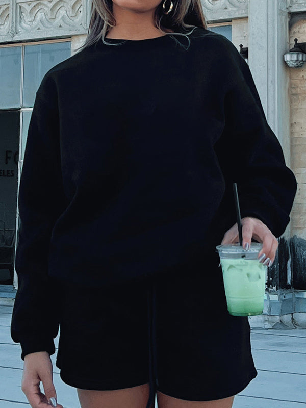 Solid Color Pull Over Baggy Sweatshirt