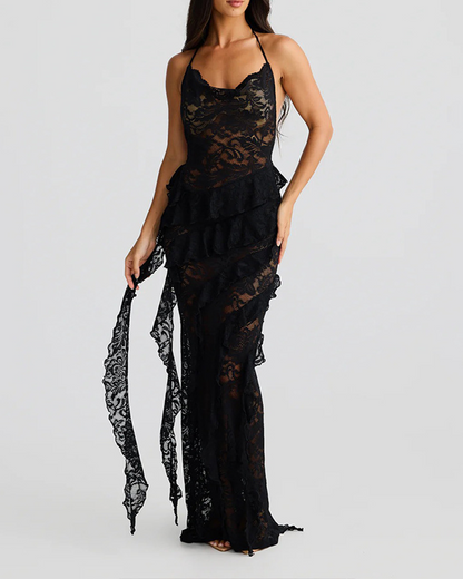 Lace Backless Slip Dress