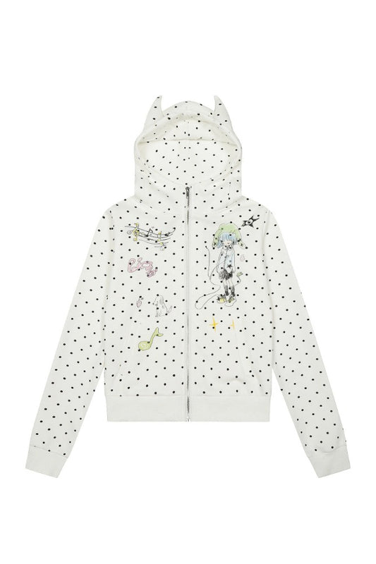 Vintage Polka Dot Harajuku Zip-Up Hoodie