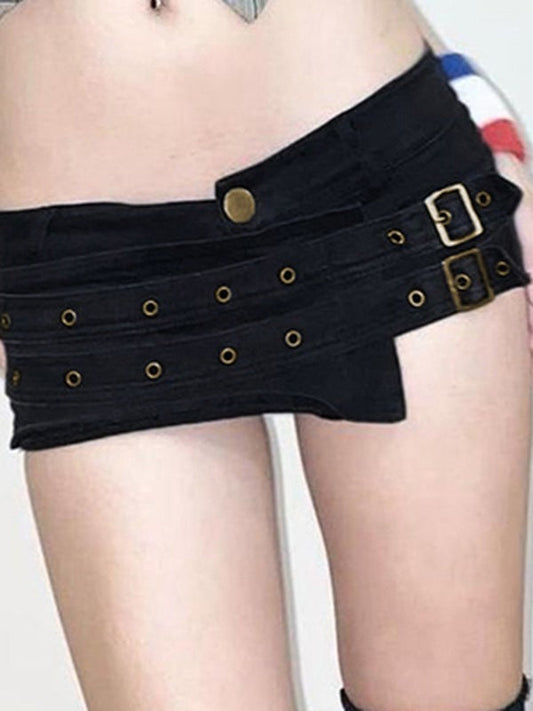 Gothic Punk Buckle Low-Rise Hot Shorts