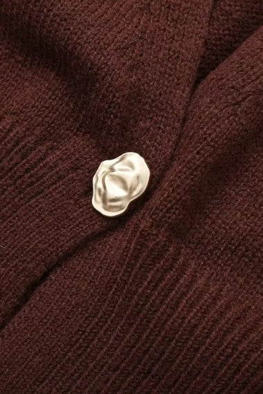 V-Neck Buttoned Knit Cardigan