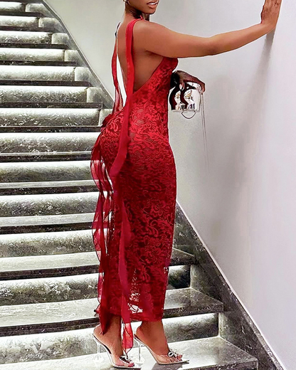 Backless Lace Slip Dress