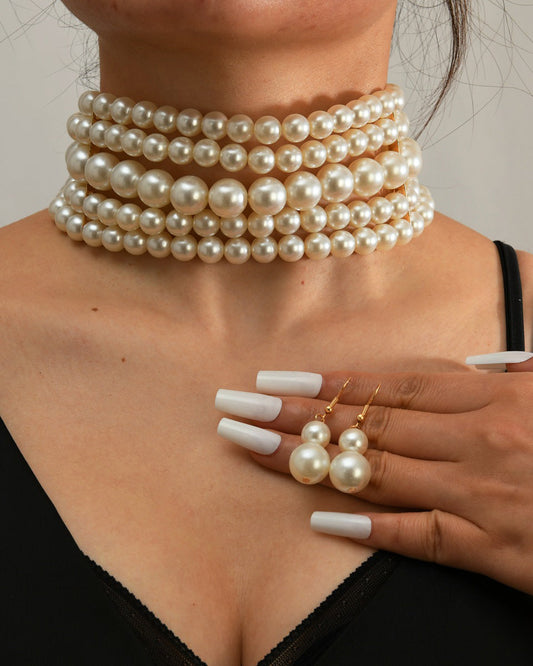Imitation Pearl Necklace Set