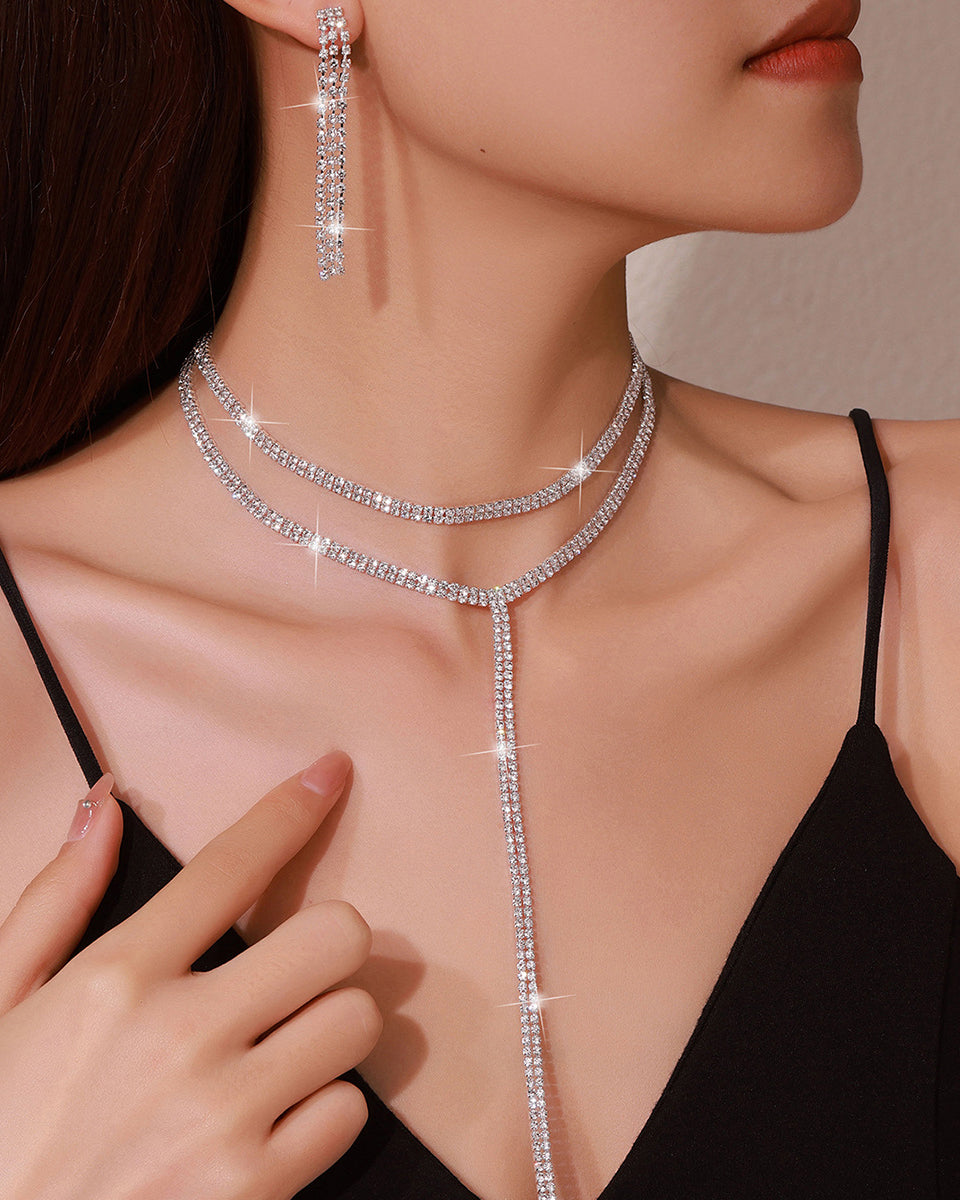 Water Drop Necklace Evening Accessory Two-Piece Set