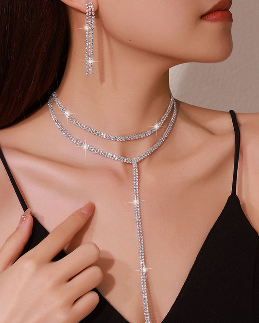 Water Drop Necklace Evening Accessory Two-Piece Set