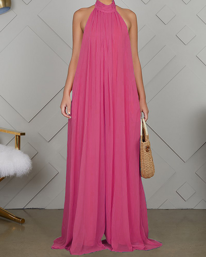 Sleeveless Chiffon Loose Open-Back Jumpsuit
