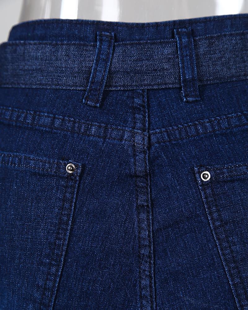 Denim High Waist Bell-Bottom Jeans