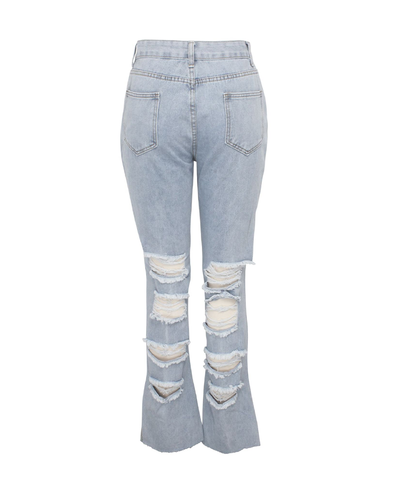 Ripped Straight Jeans