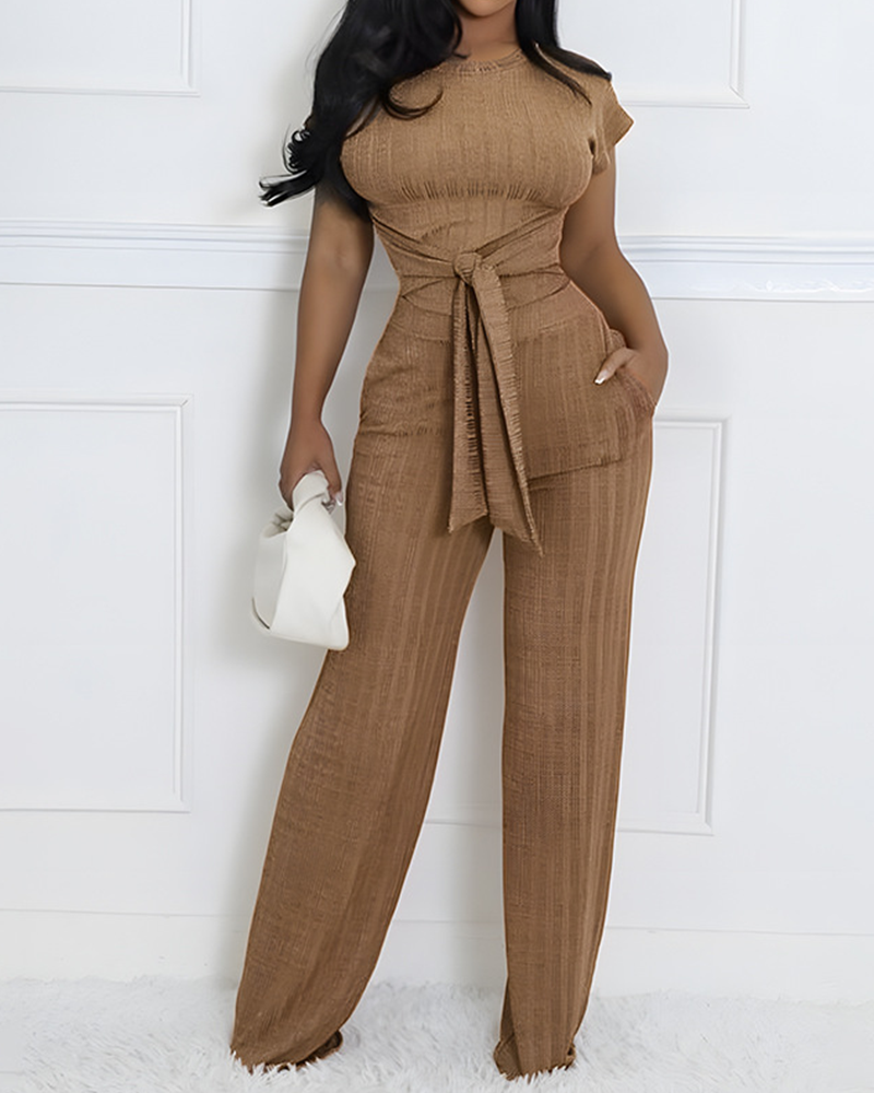 Round Neck Pullover Casual Slim Fit Set