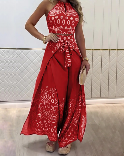 Printed Retro Casual Suit