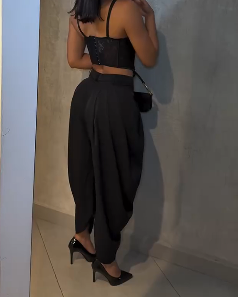 High Waist Loose Drape Pleated Casual Pants