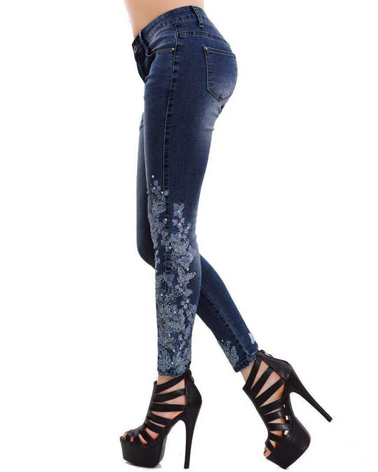 High-Rise Embroidered Jeans