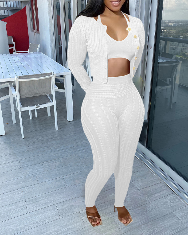 Knitted Cardigan Sweater Set