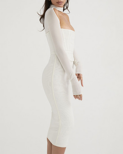 Sexy Mesh Long Sleeve Dress