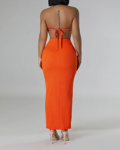 Waist Sleeveless Dress Suit