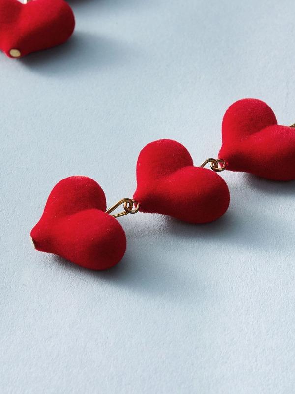 1pair Three Layered Heart Drop Earrings for Women